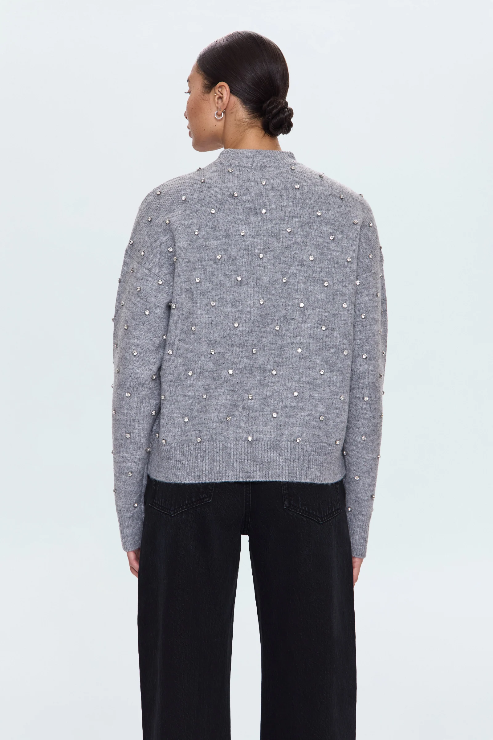 Aura Relaxed Crew Neck Sweater - Charcoal Diamonte - Image 5