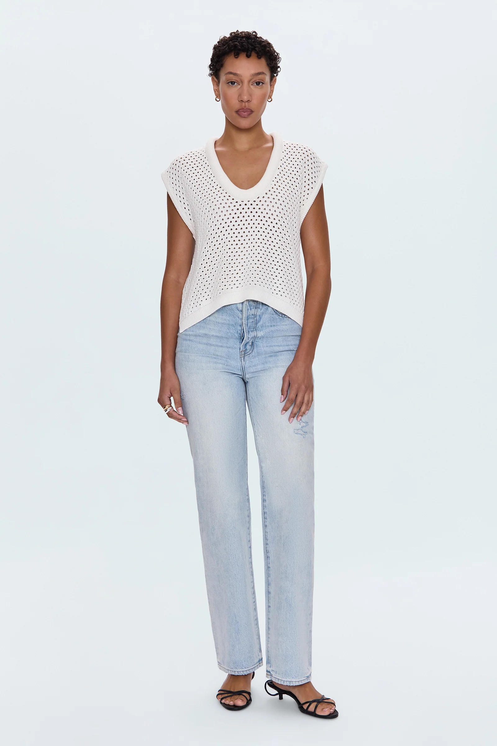 Beck Open Knit Cropped Sweater - Le Blanc - Image 5