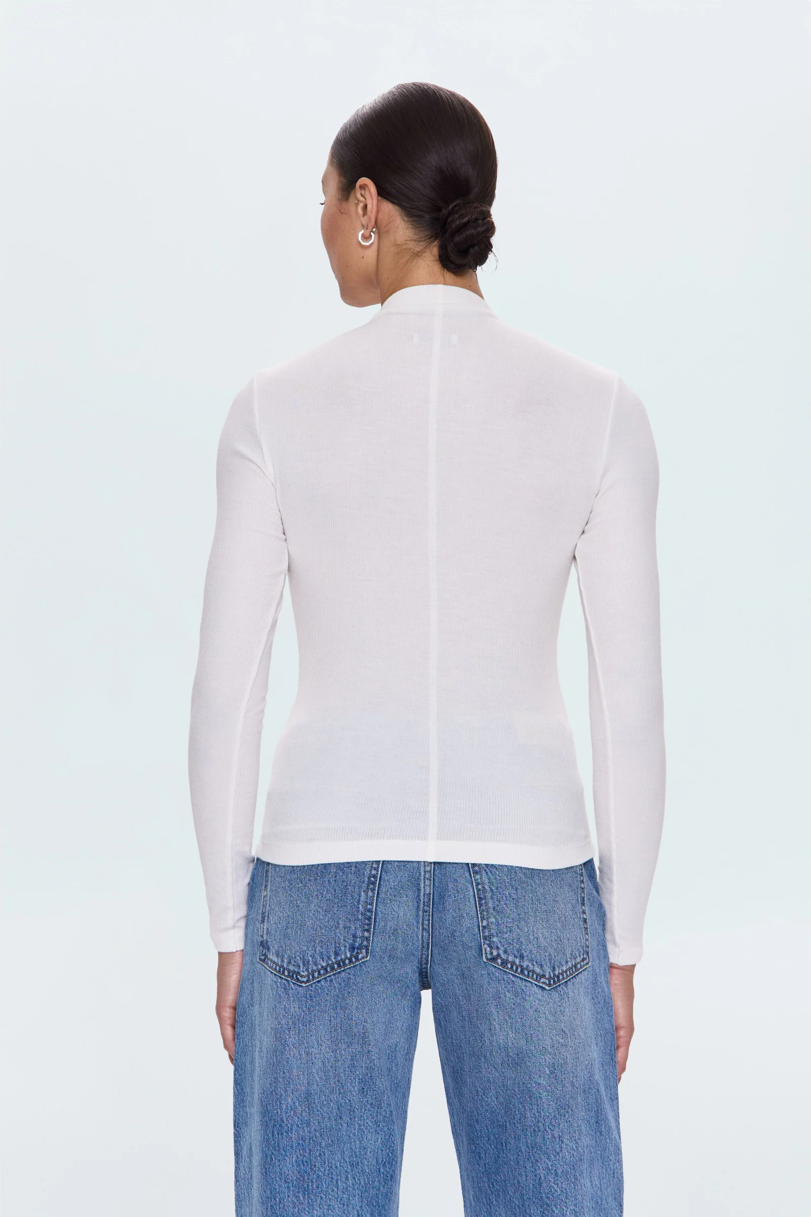 Dara Long Sleeve Funnel Neck Top - Ecru - Image 3