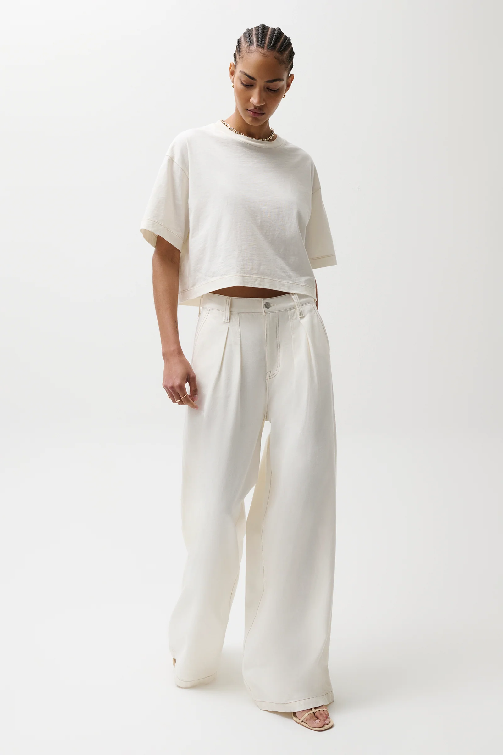 Delphine Pleated Wide in Off White - Image 4