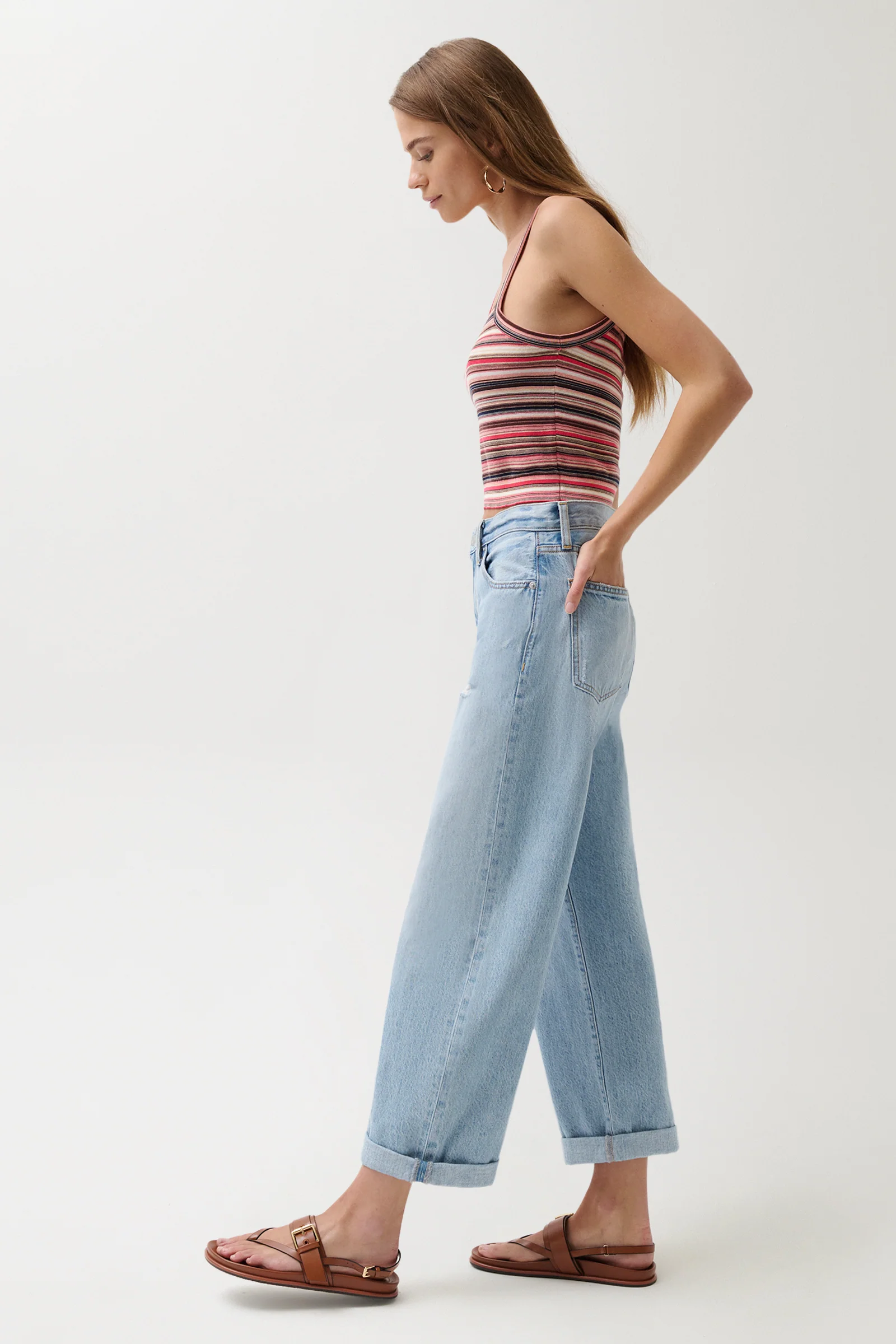Donny Rolled Hem Boyfriend Jean - Old Blues - Image 3