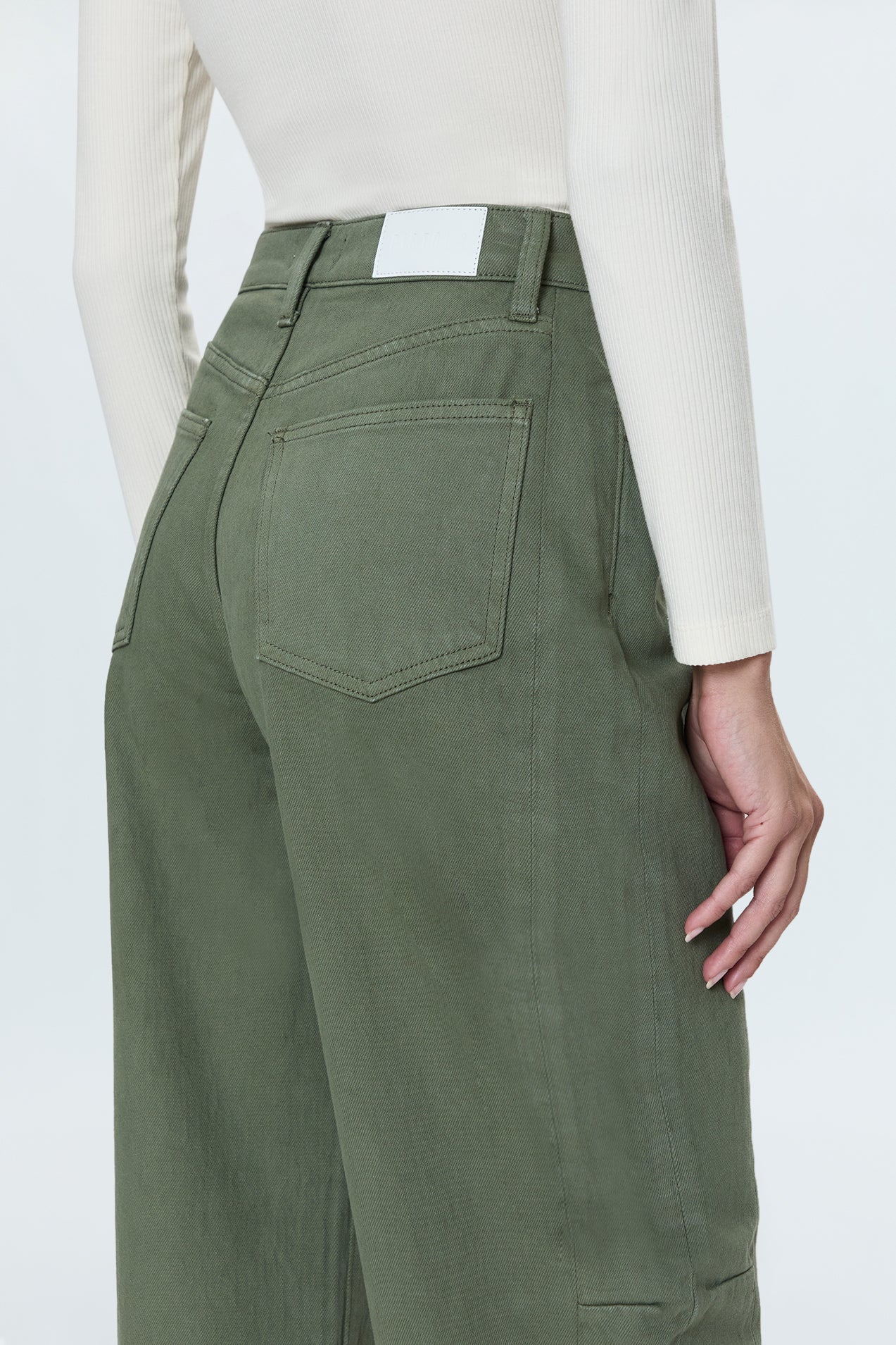 Eli High Rise Barrel Jean - Calvary Olive - Image 4