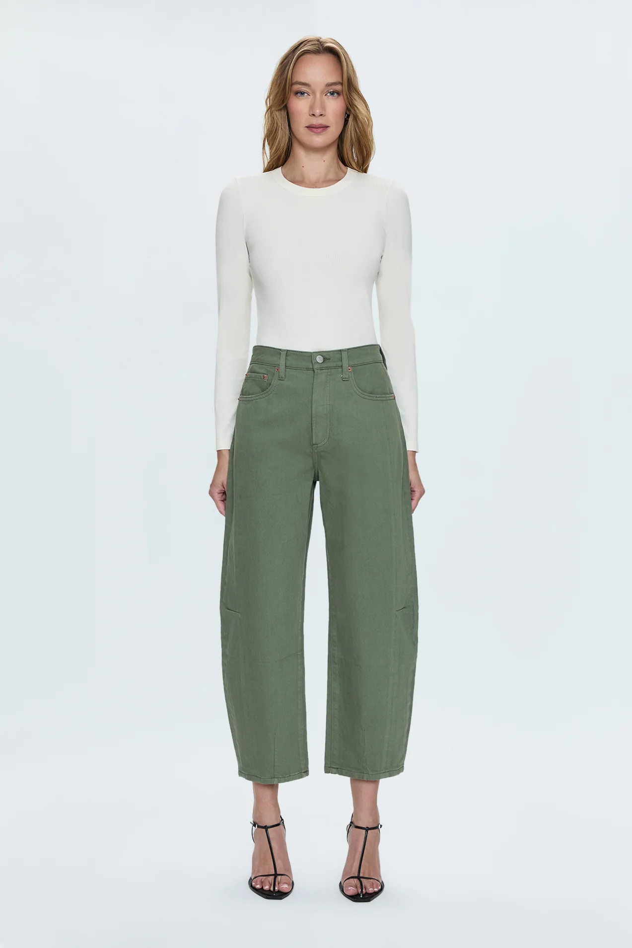 Eli High Rise Barrel Jean - Calvary Olive - Image 7