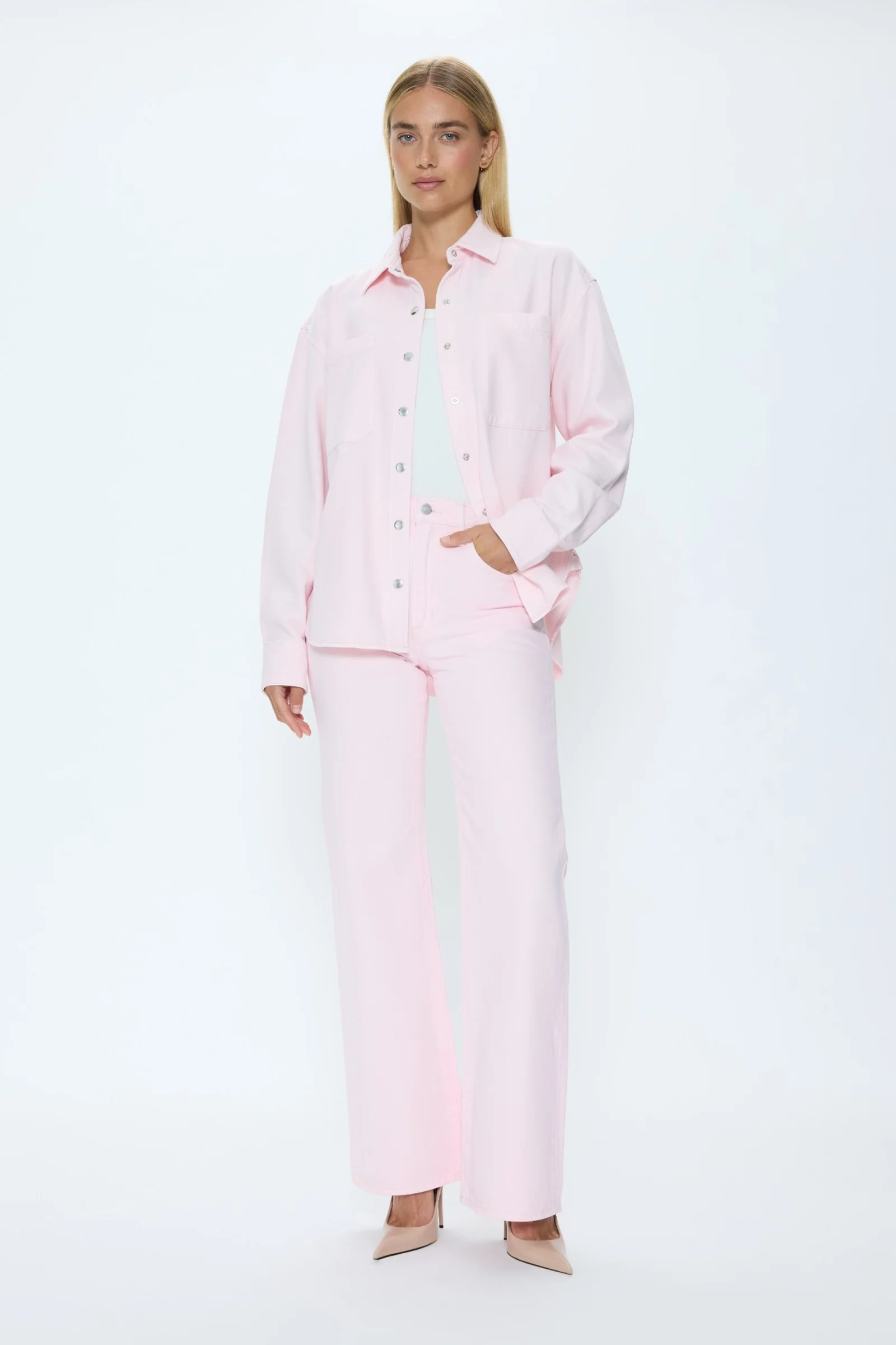 Elin Fluid Denim Shacket - Blush - Image 7