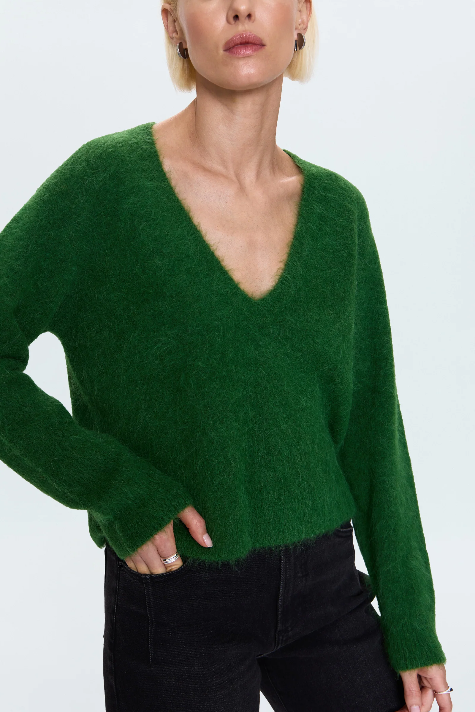 Kit V-Neck Long Sleeve Pullover Sweater - Wintergreen - Image 6