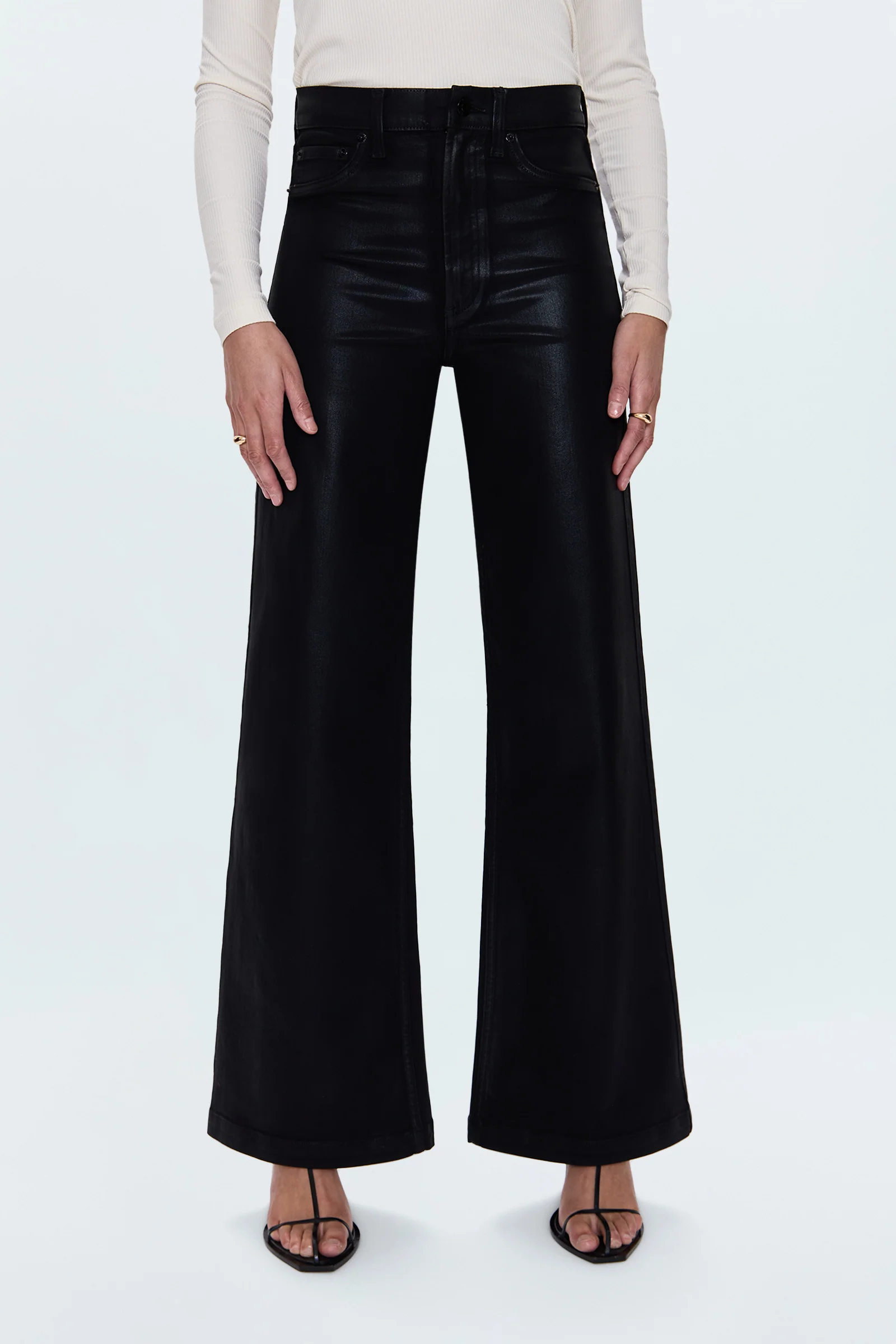 Lana High Rise Ultra Wide Jean - Coated Noir - Image 3