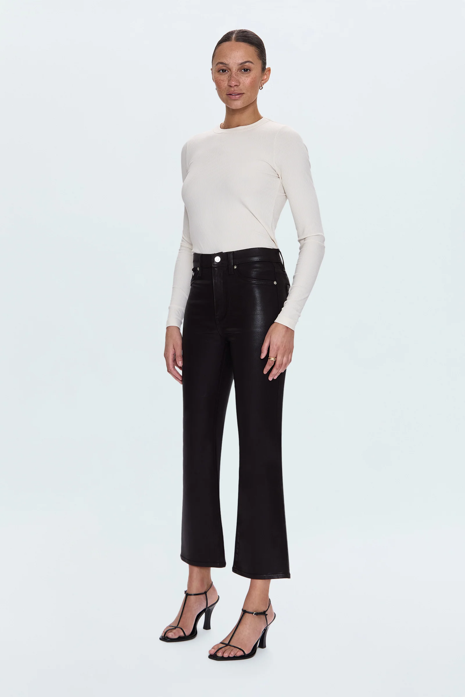 Lennon High Rise Crop Boot Pant - Coated Mocha - Image 3