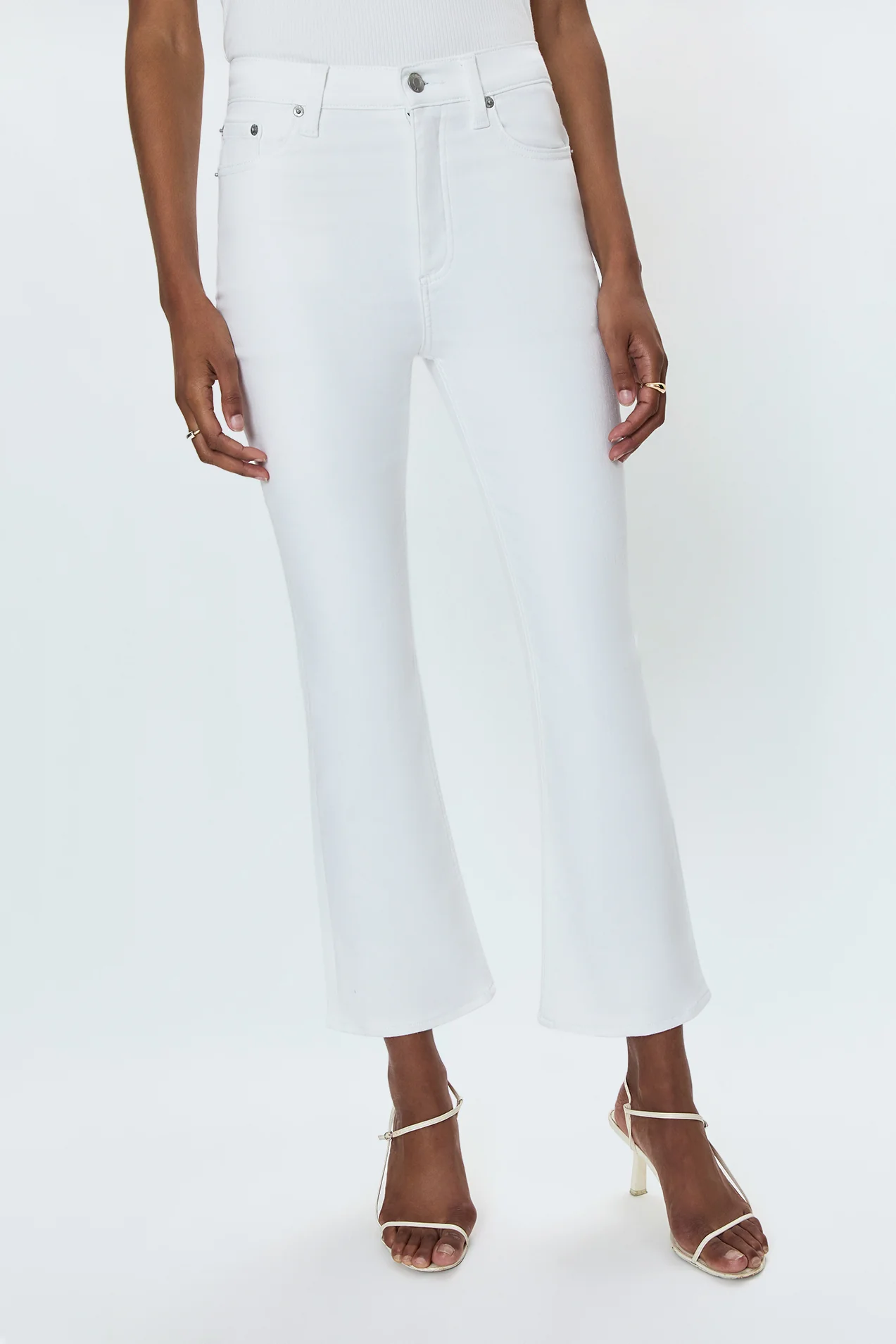 PETITE Lennon High Rise Crop Boot Jean - Vivid White - Image 3