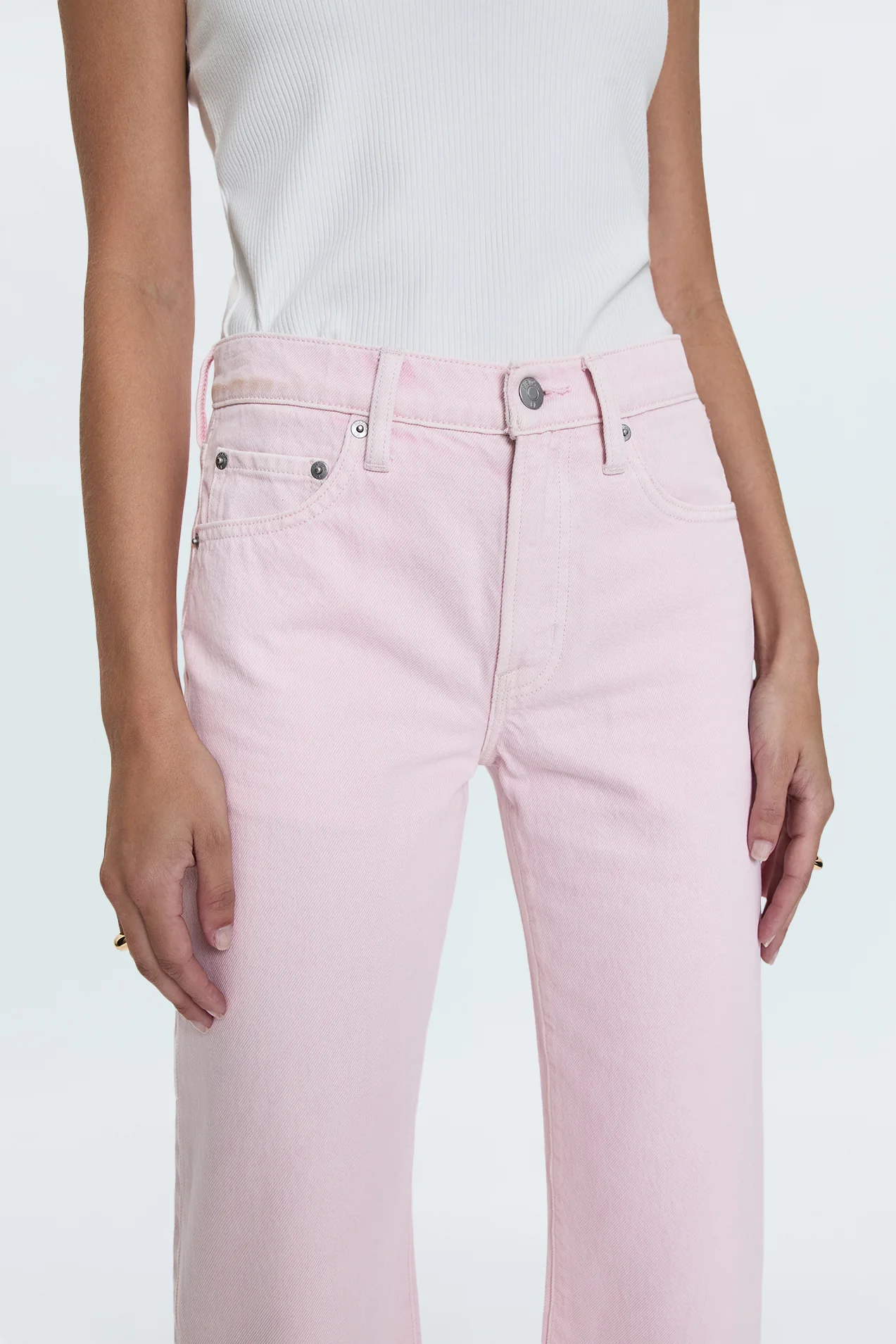 Lexi Mid Rise Bowed Straight Jean - Blush - Image 4