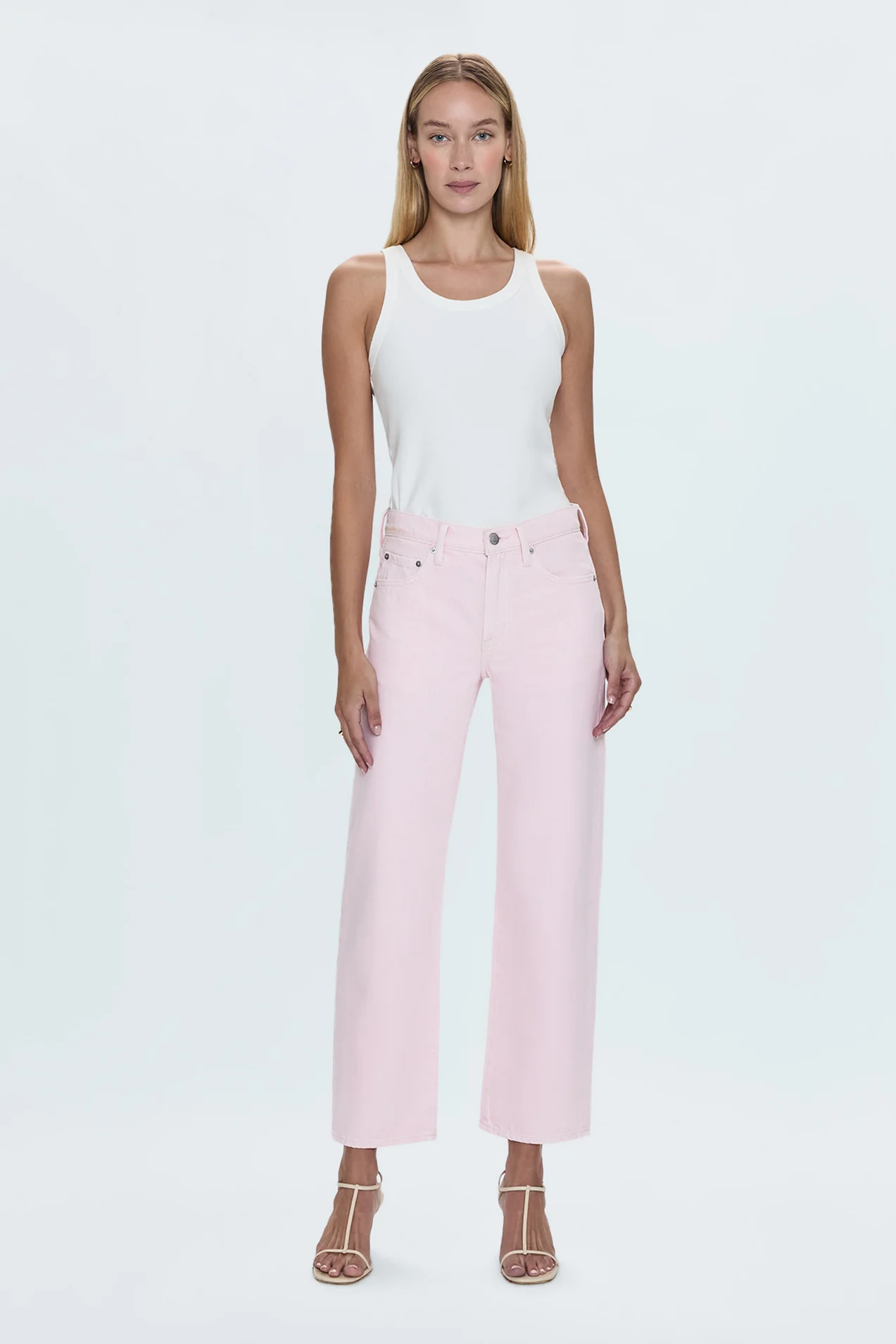 Lexi Mid Rise Bowed Straight Jean - Blush - Image 5