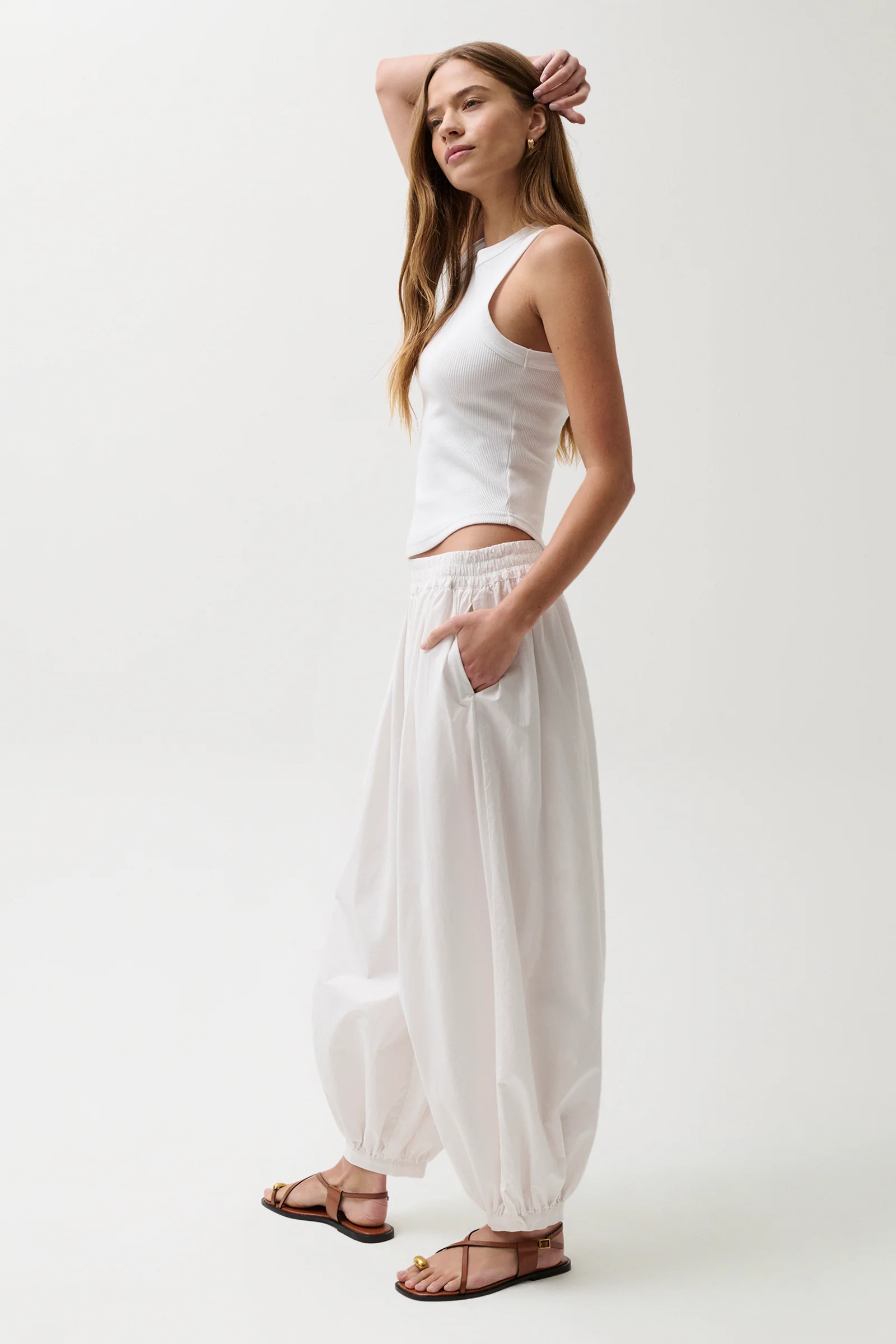 Liya Poplin Balloon Pant - Le Blanc - Image 3