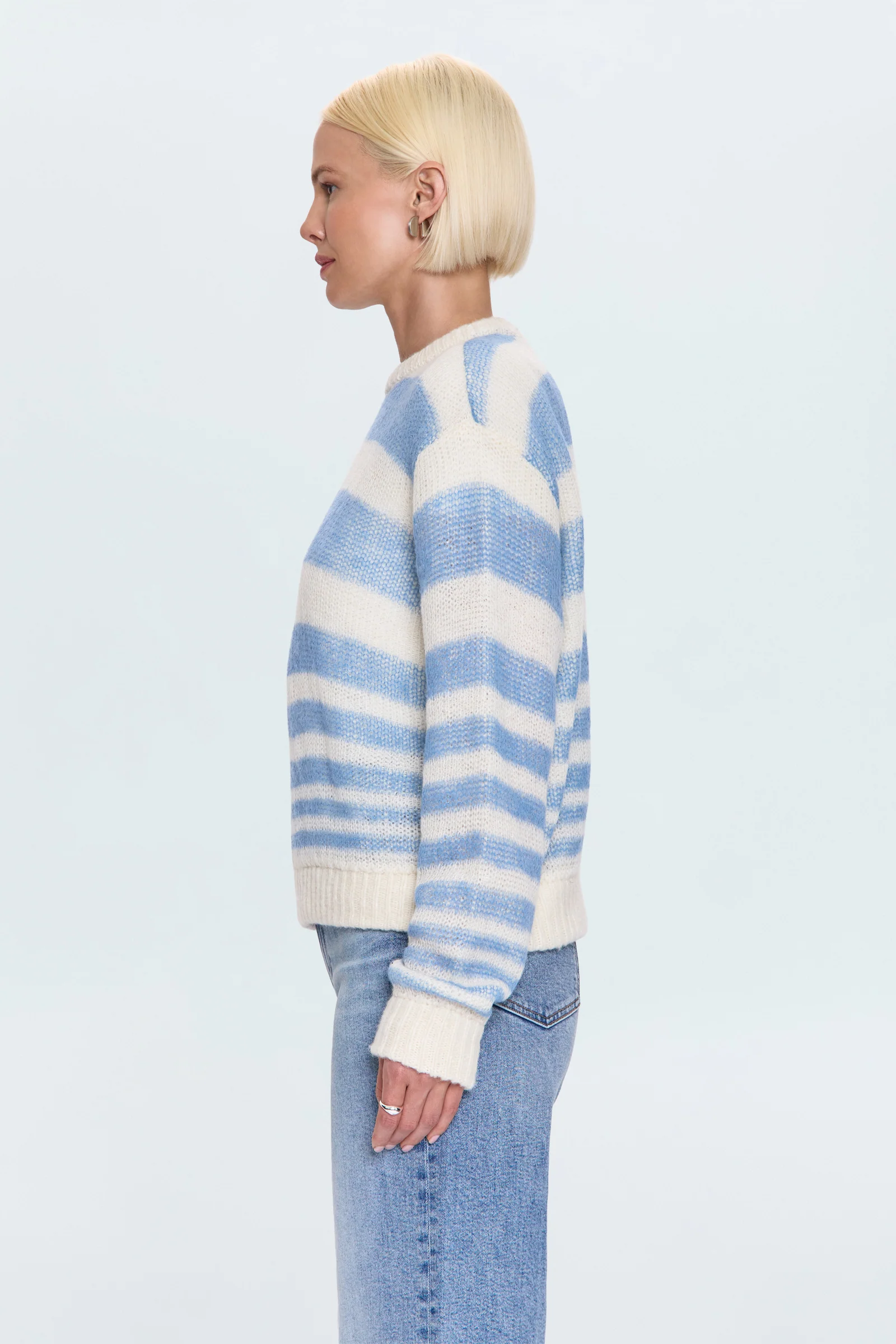 Moa Striped Bubble Sweater - Blue Gradient Stripe - Image 3