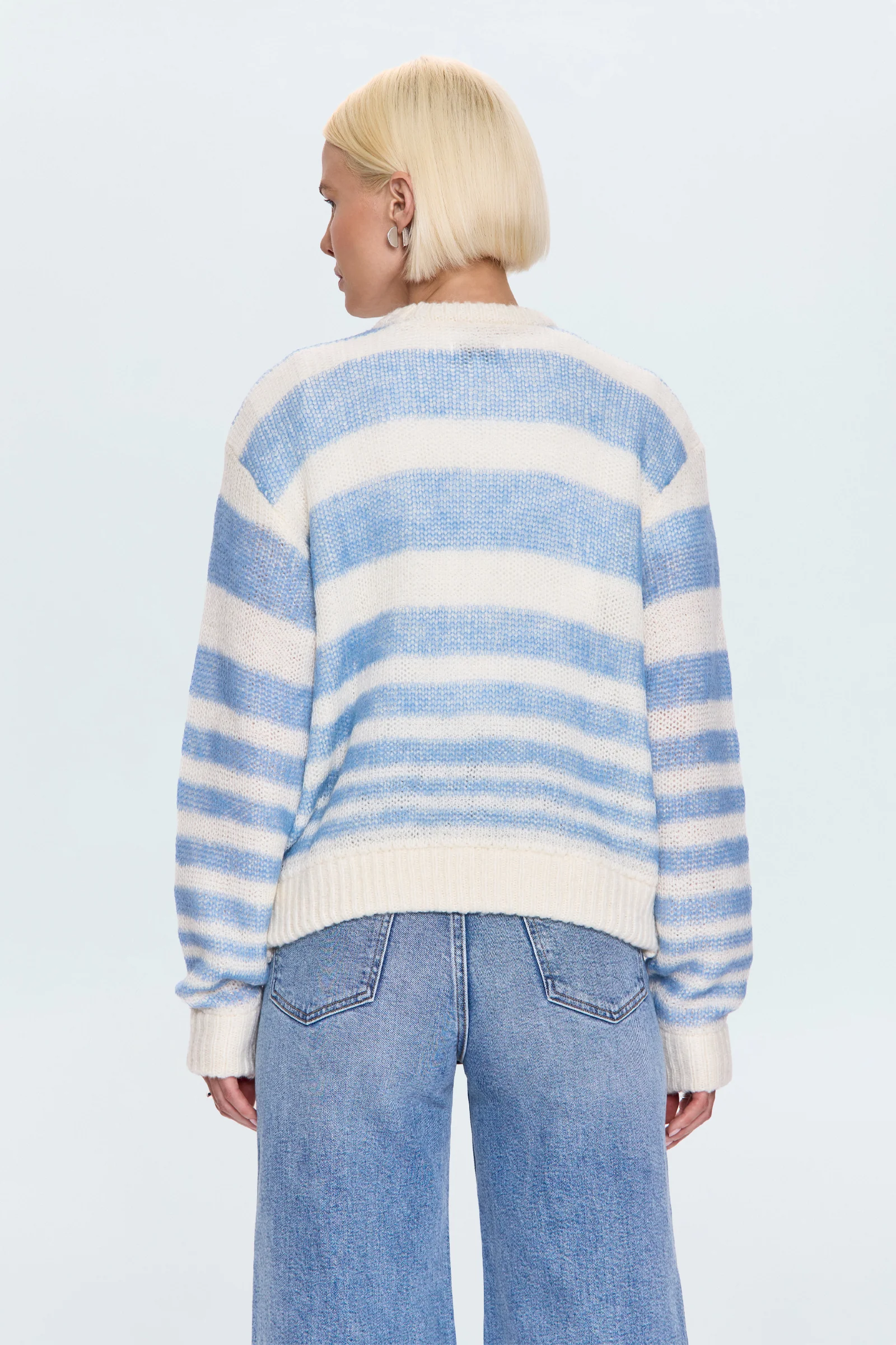 Moa Striped Bubble Sweater - Blue Gradient Stripe - Image 4