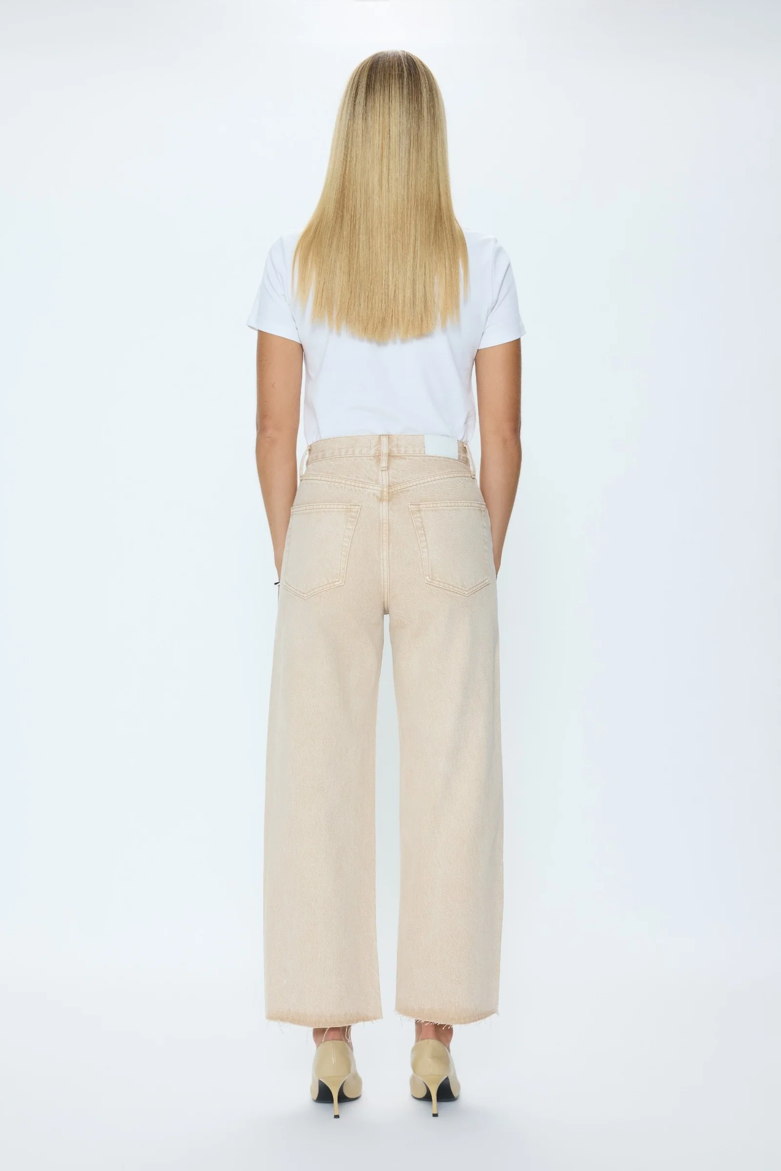 Tate Crop High Rise Bowed Wide Leg Jean - Dune - Image 3