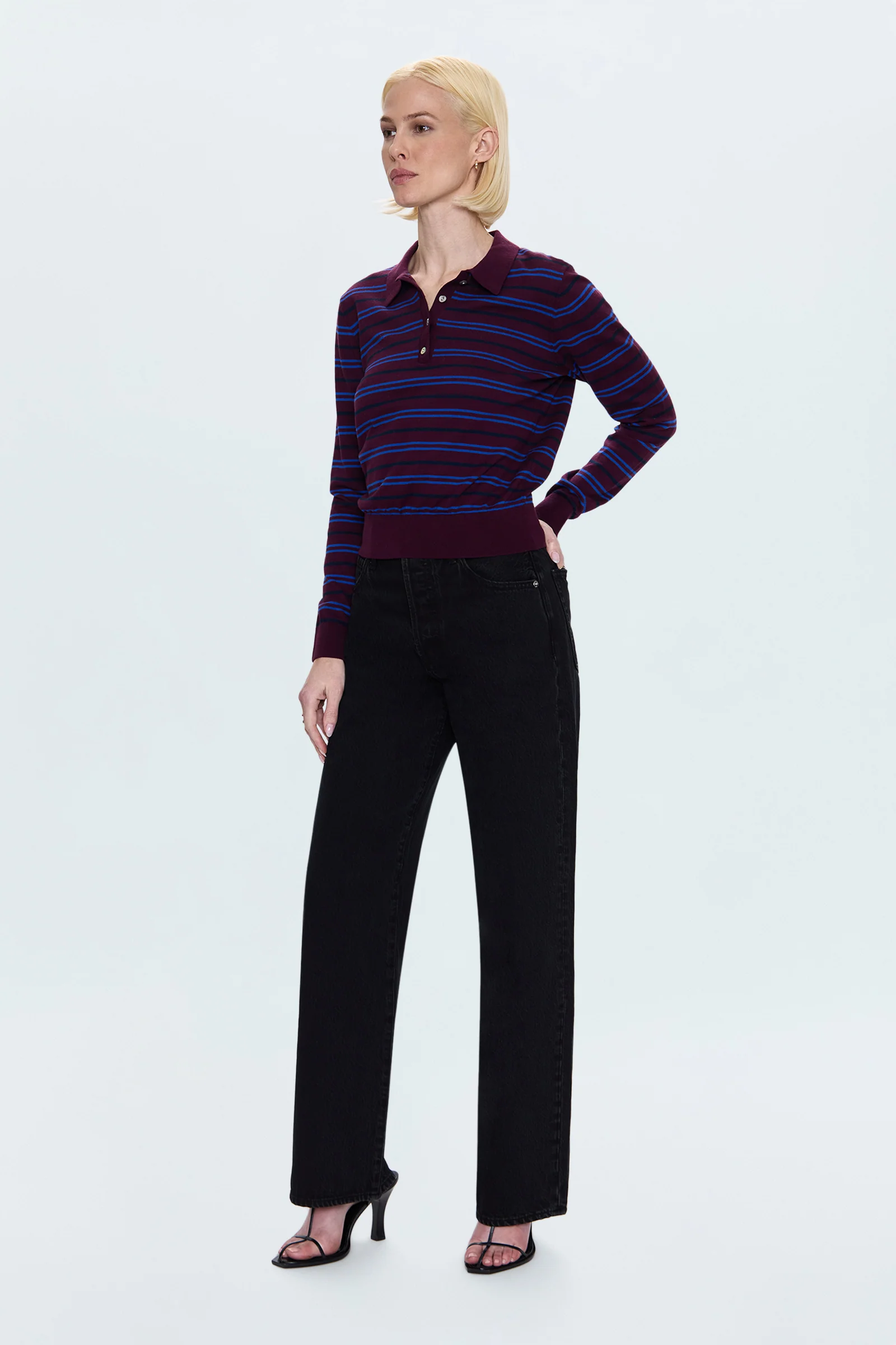 Tate High Rise Bowed Wide Leg Jean - Midnight Hour - Image 3