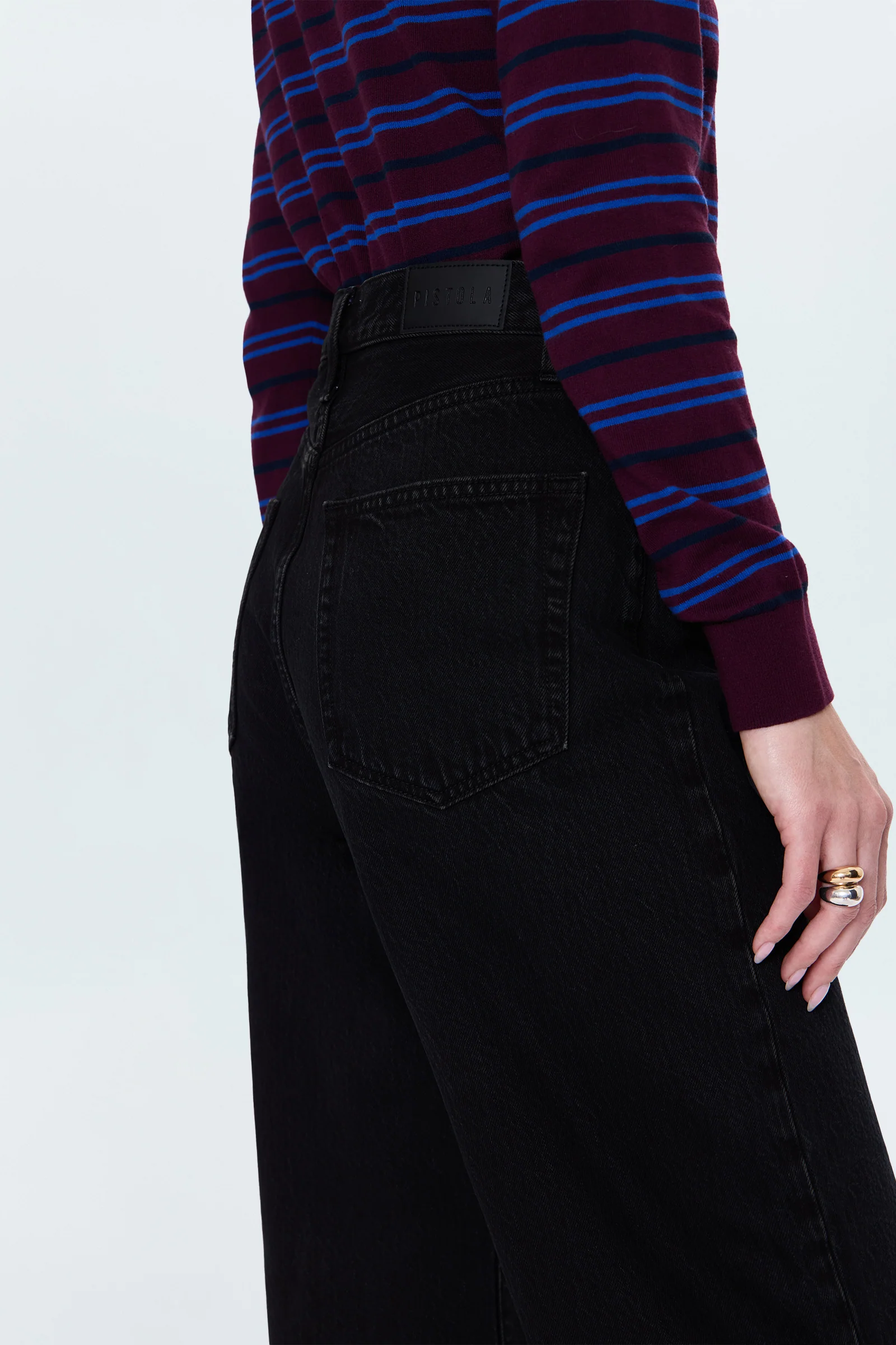 Tate High Rise Bowed Wide Leg Jean - Midnight Hour - Image 5